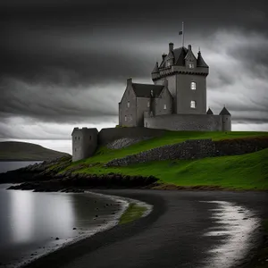 Majestic Medieval Castle Tower Against Serene Sky