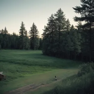 Serene Golf Course with Lush Landscape and Majestic Trees