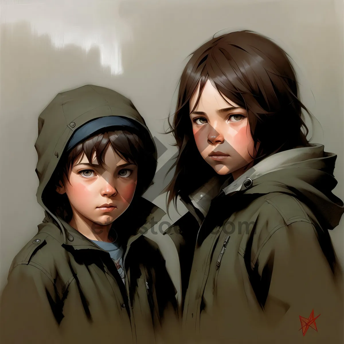Picture of Joyful Couple in Stylish Trench Coats