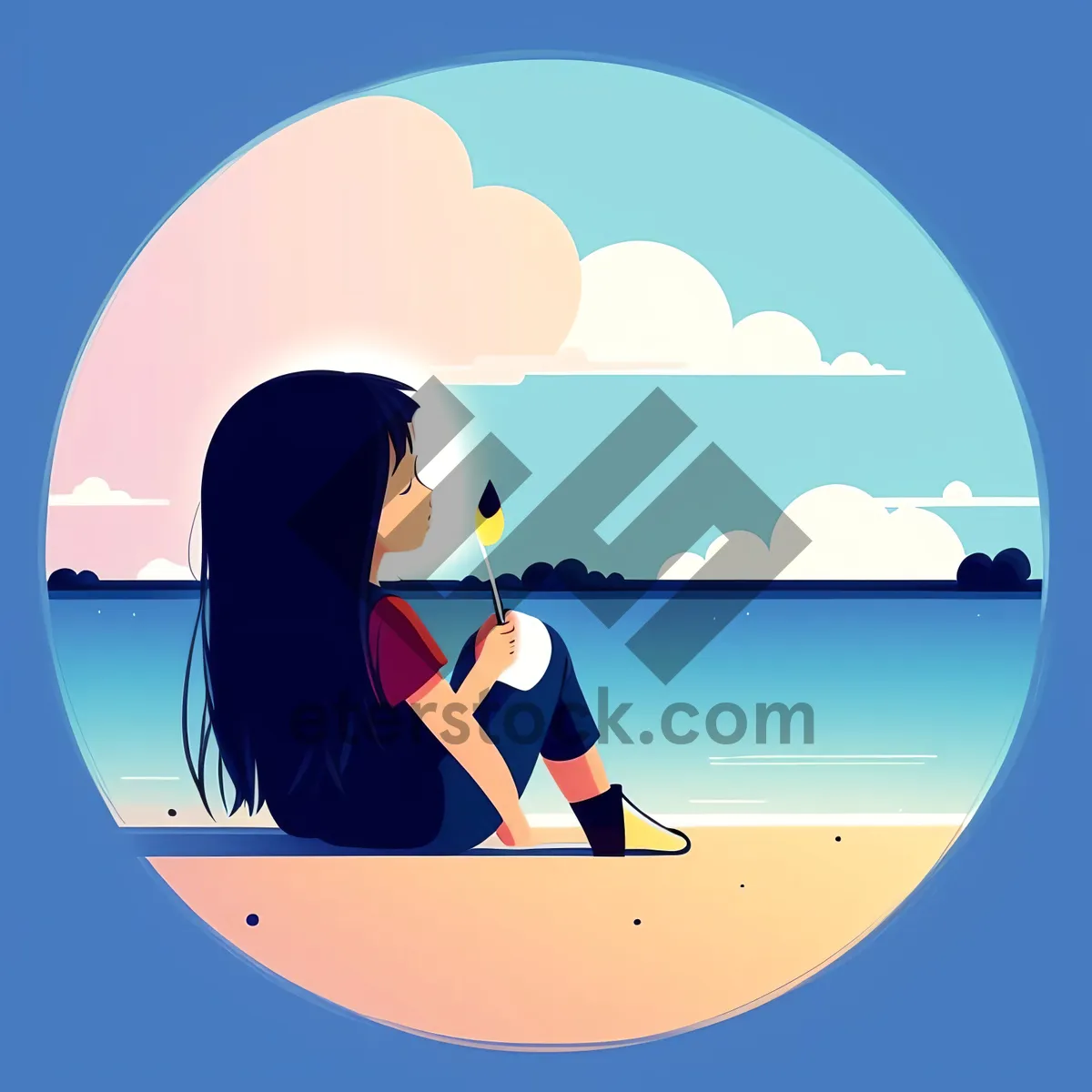 Picture of Oceanic Surfer Silhouette – Cartoon Art Design