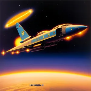 Night Sky Jet with Glowing Rotor Blade