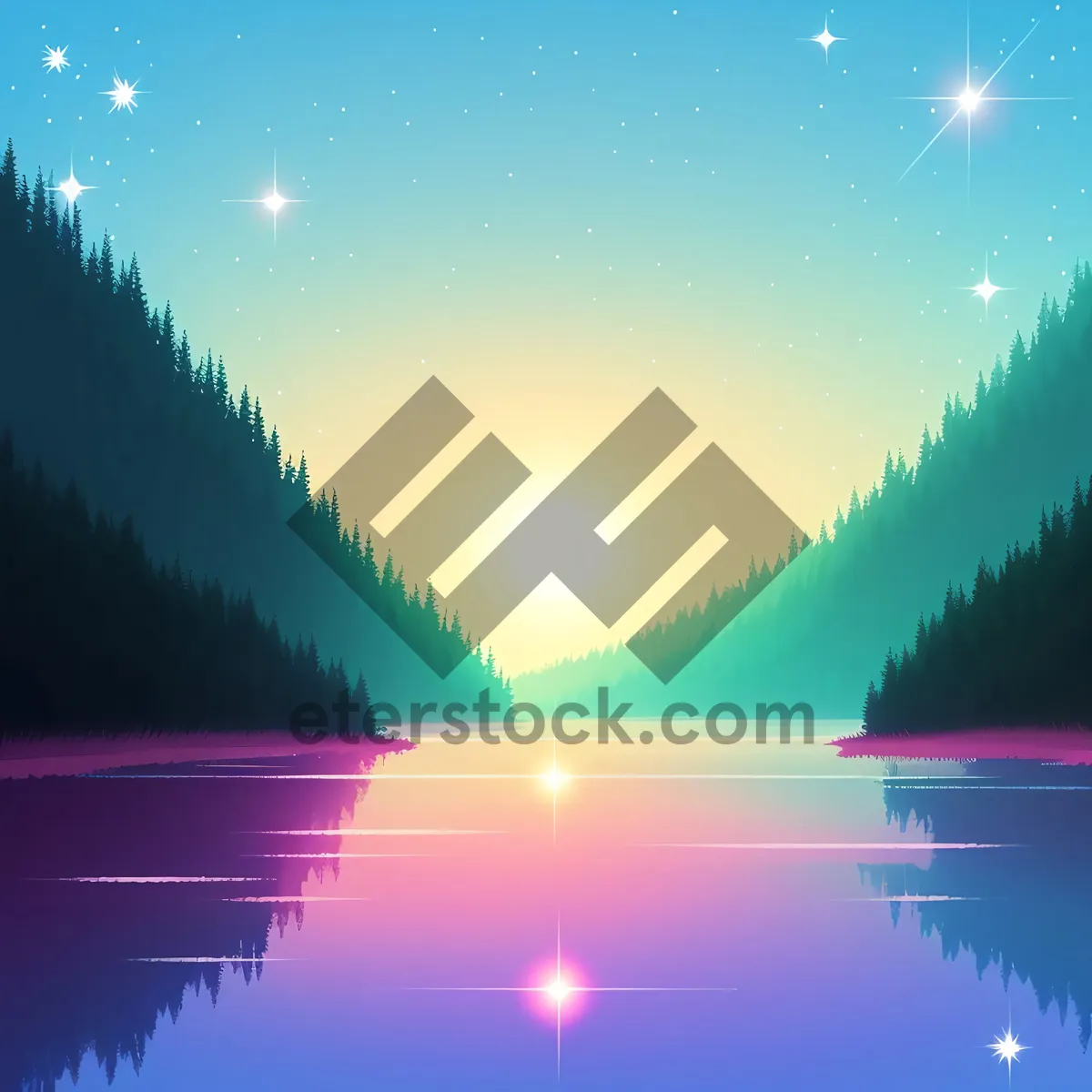Picture of Winter Wonderland Sparkling Starry Night Sky