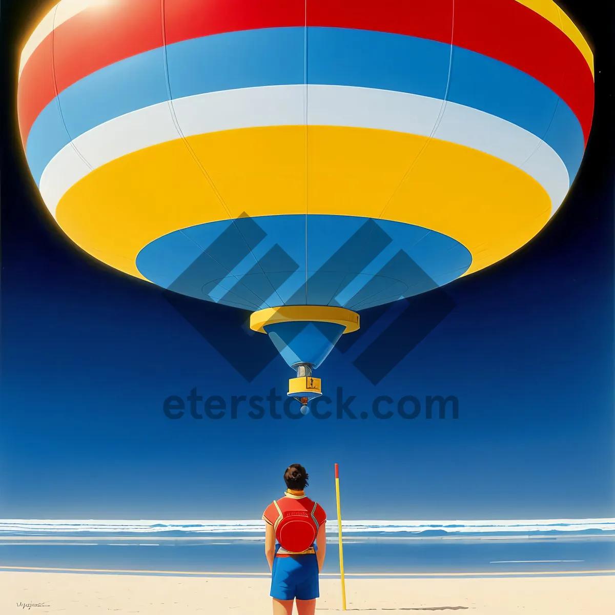 Picture of Colorful Hot Air Balloon Floating in the Sky