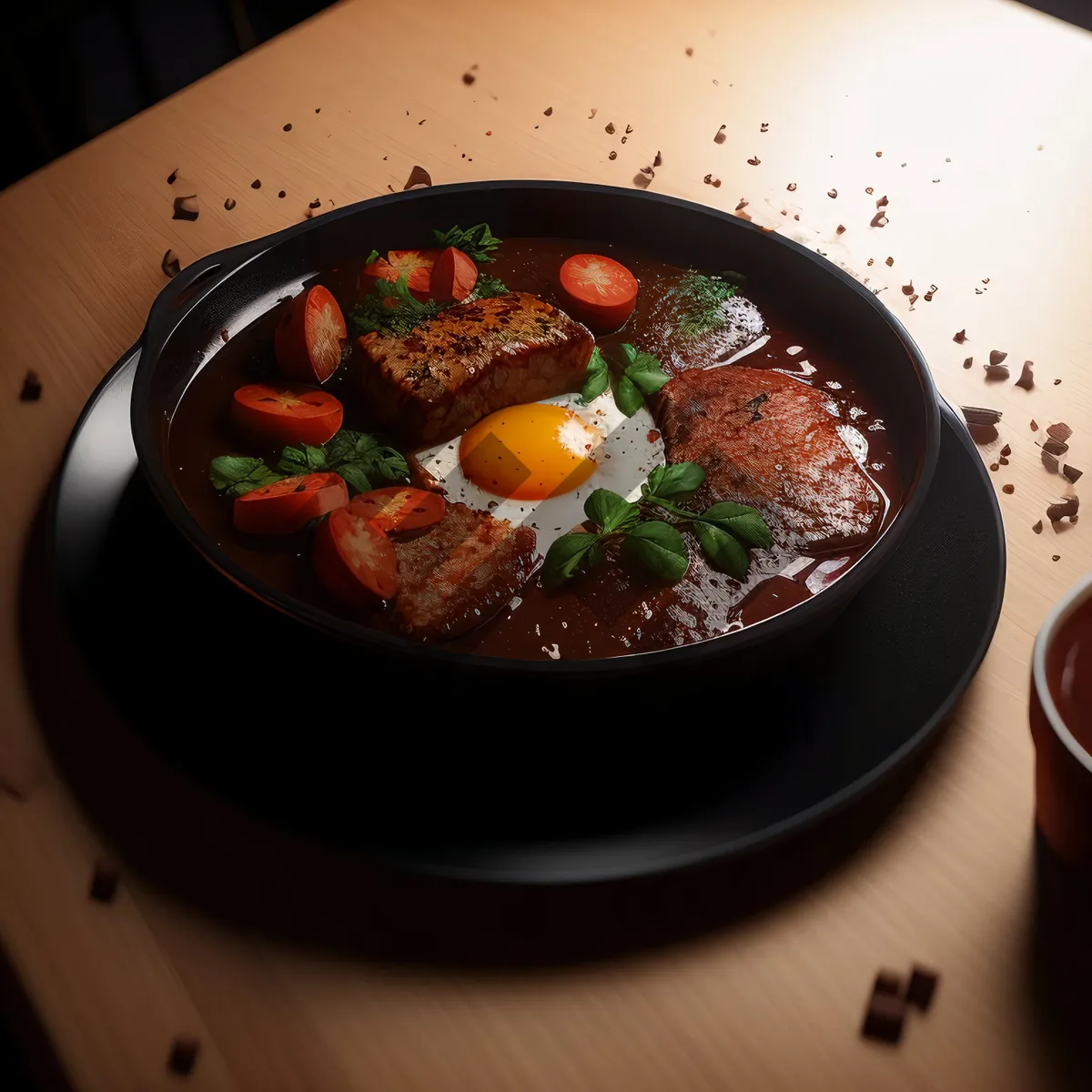 Picture of Fresh and Delicious Beef Stew in Soup Bowl