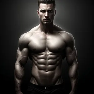 Muscular Male: Dark and Handsome Bodybuilder Posing