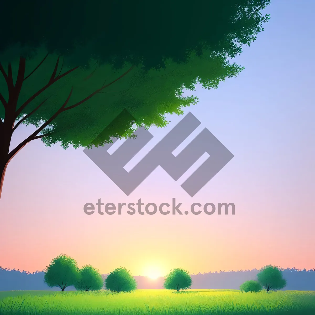 Picture of Vibrant Summer Landscape with Rolling Hills and Clear Skies