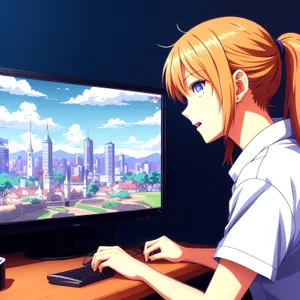 Modern Office Worker at Computer Screen