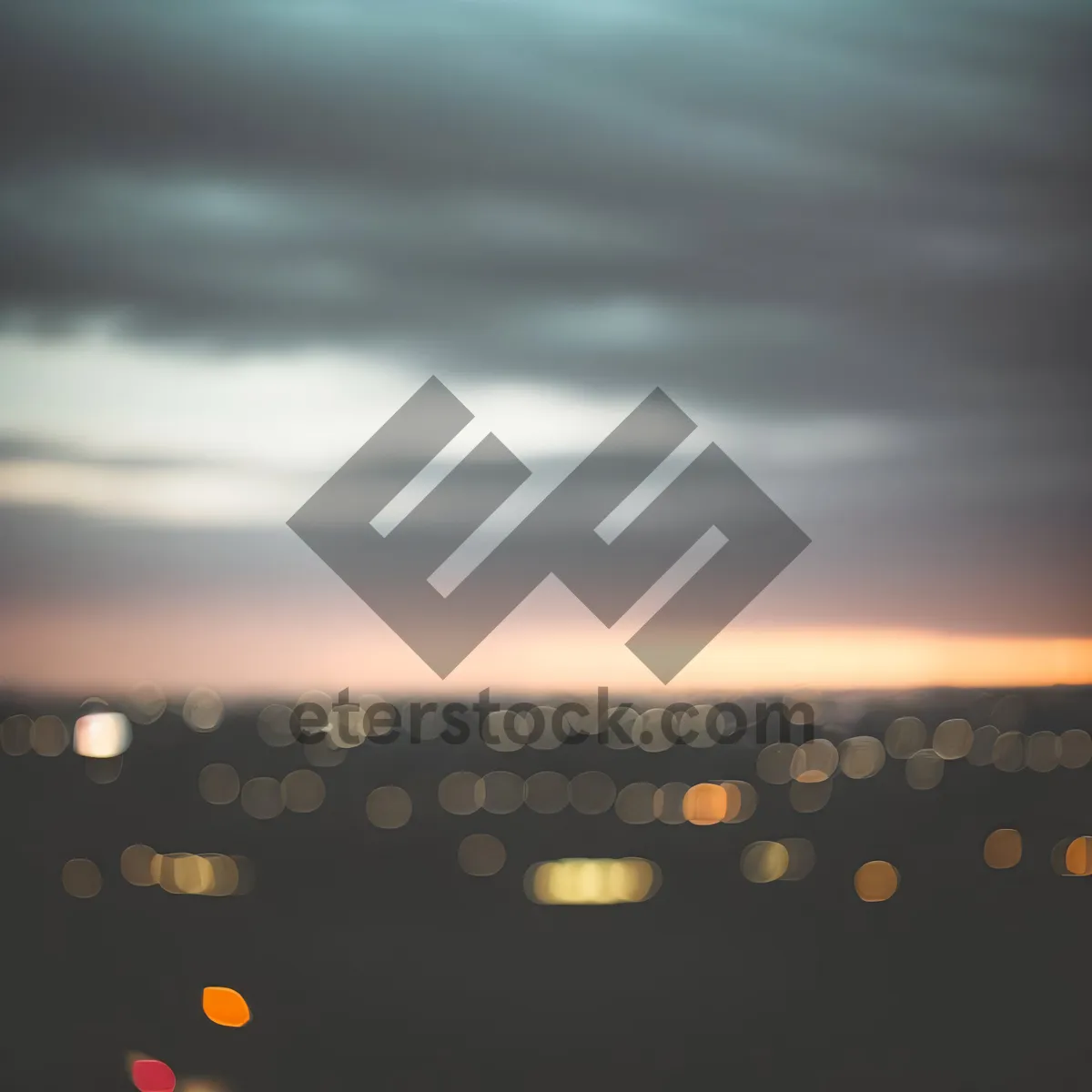 Picture of Sunset Sky with Halftone Pattern Reflection