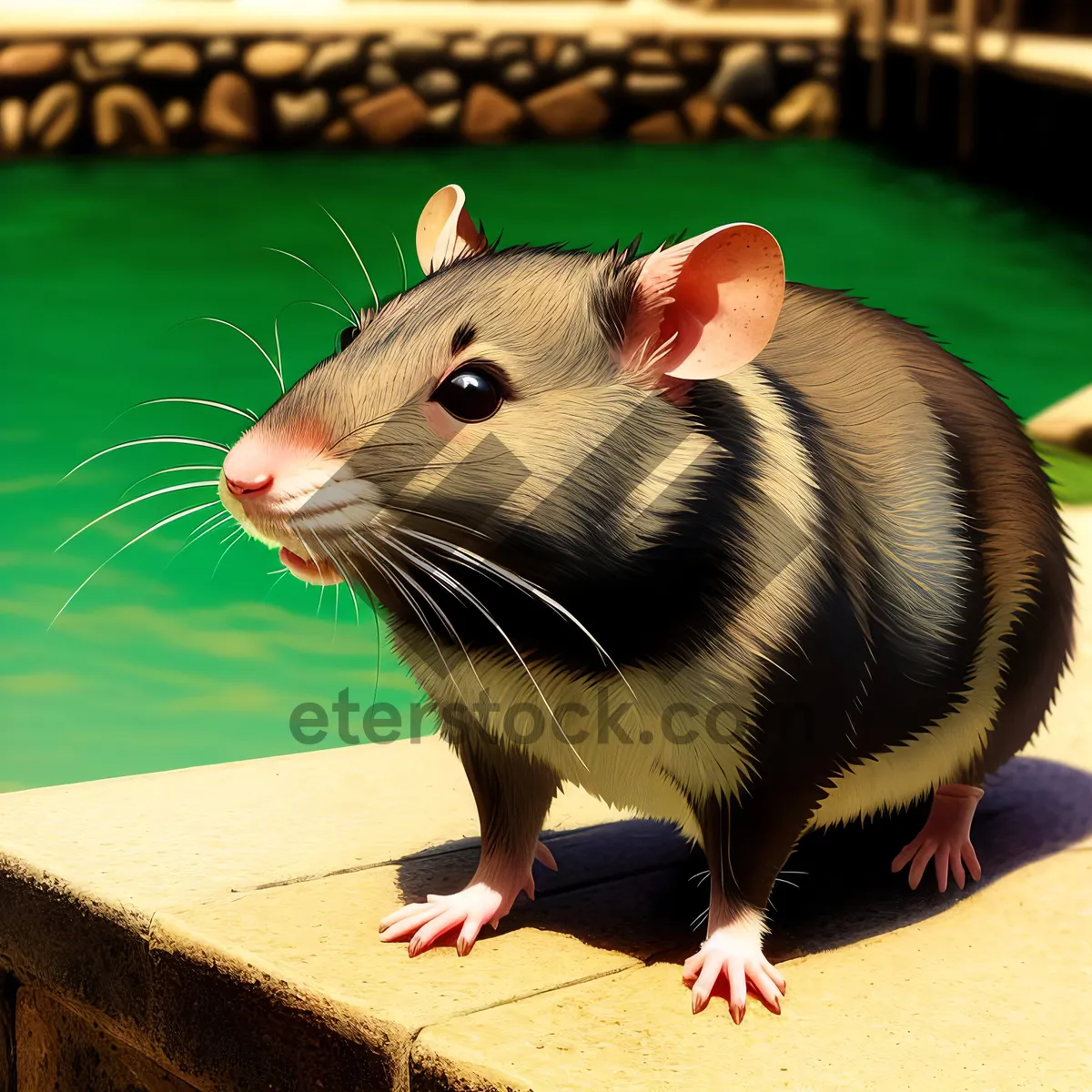 Picture of Cute Gray Mouse with Fluffy Fur and Whiskers