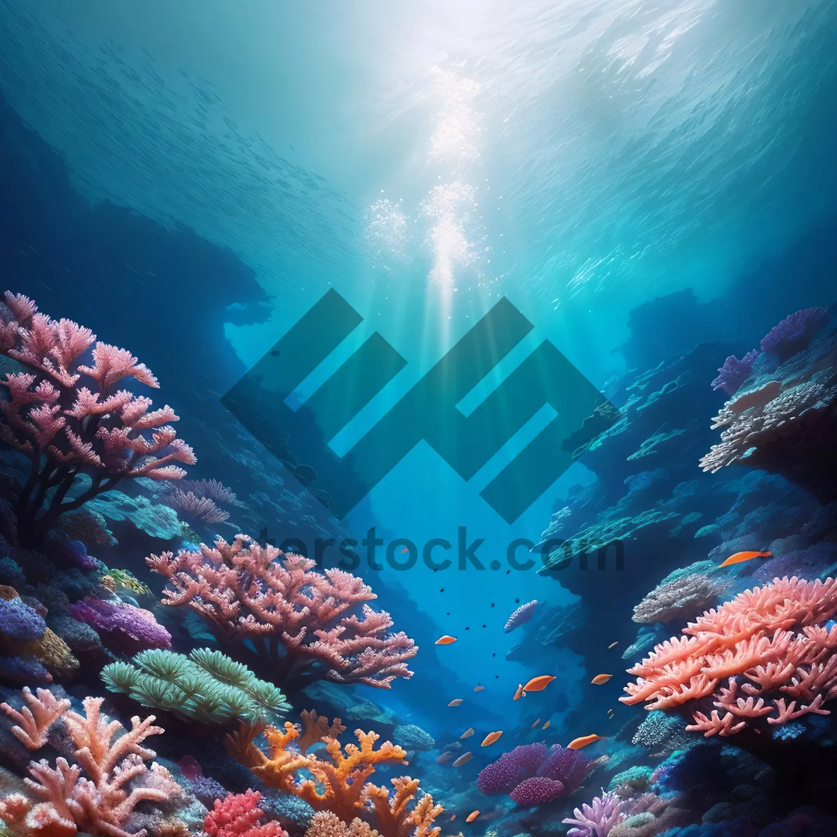 Picture of Tropical Coral Reef: Colorful Marine Life and Sunbeams