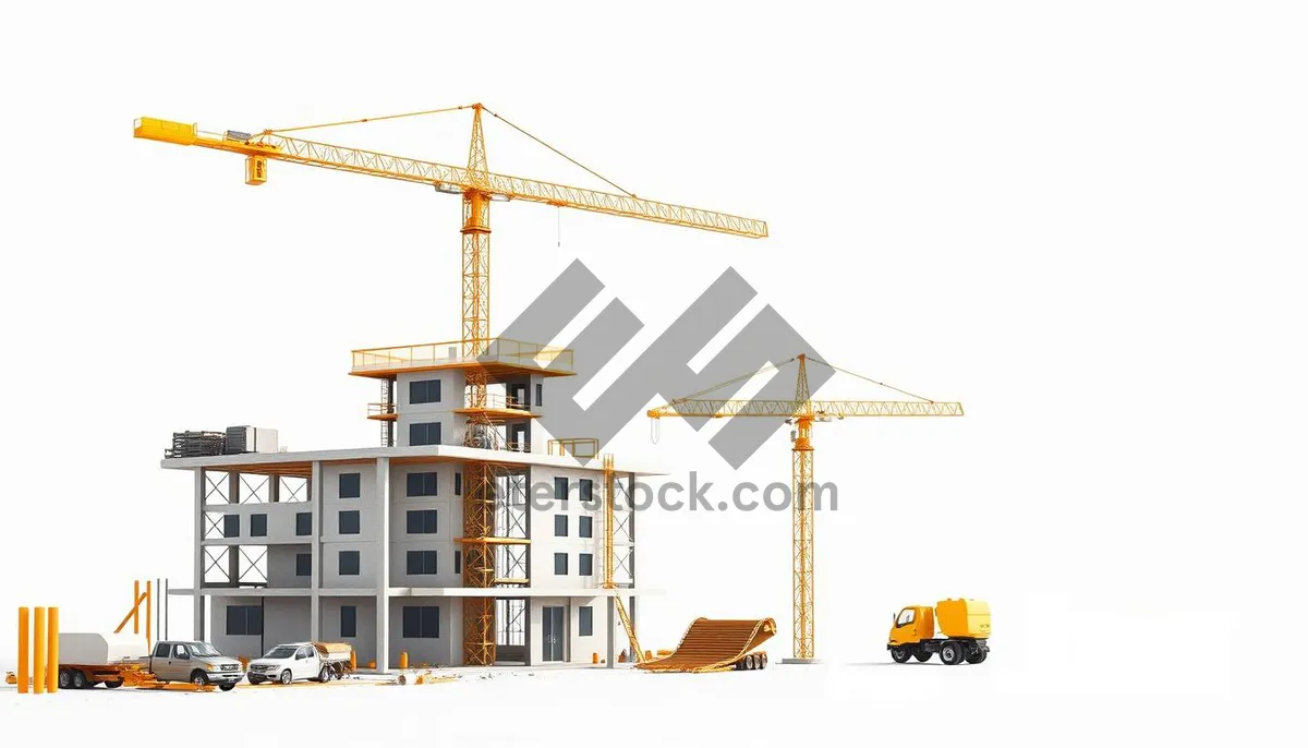 Picture of Industrial construction crane in urban skyscraper cityscape.