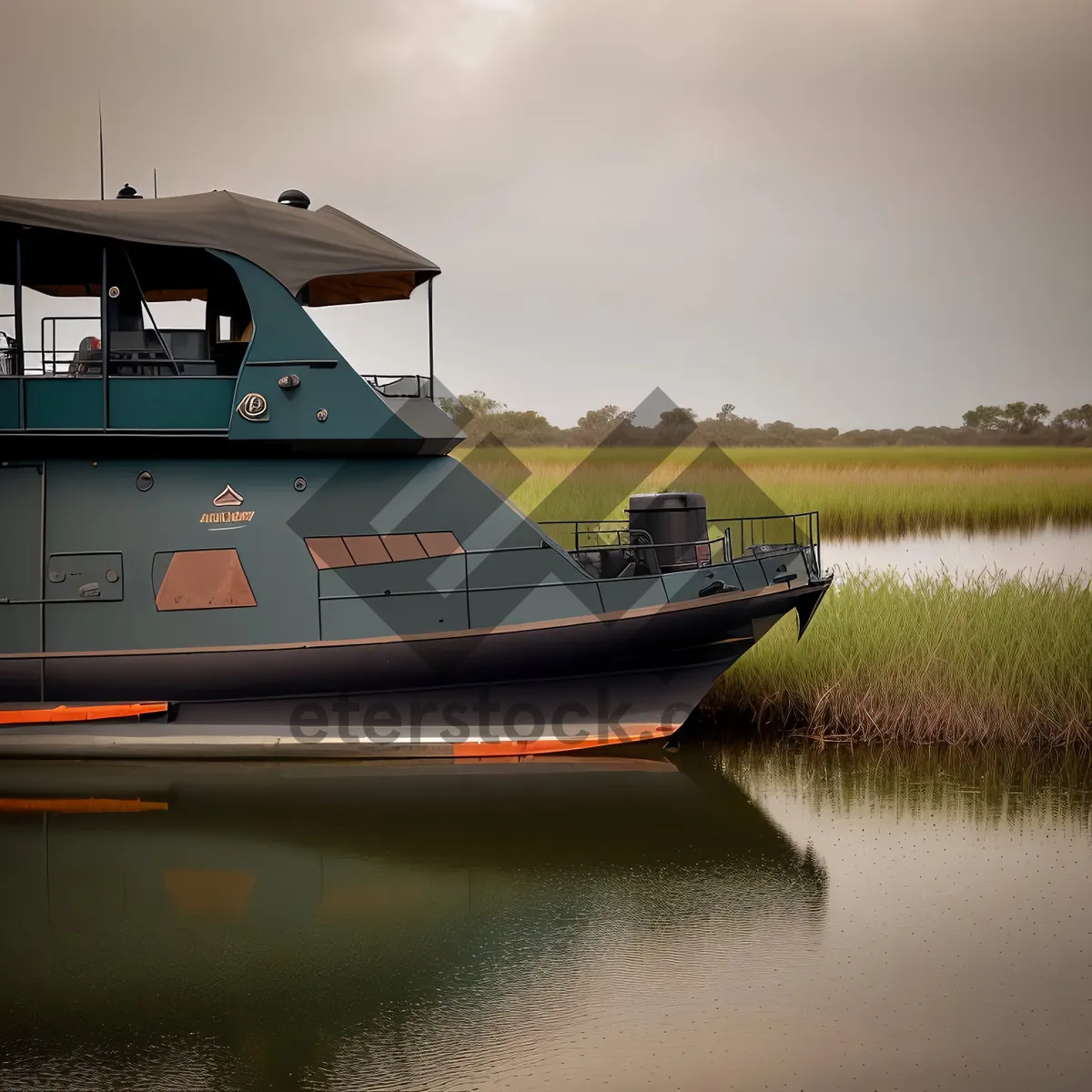 Picture of Marina Harbor: Nautical Vessel Speeds through Ocean