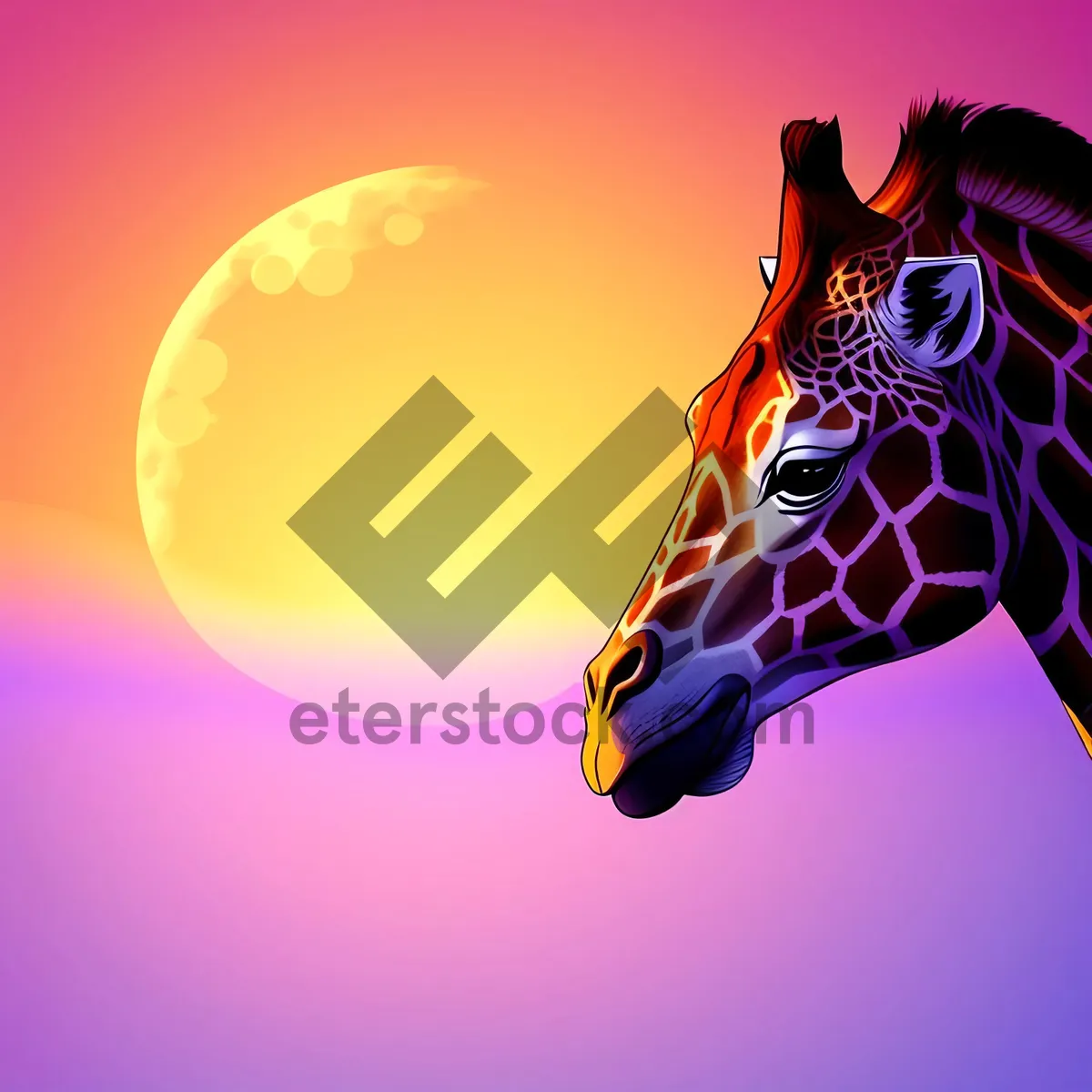 Picture of Giraffe Silhouette: Vibrant Glowing Symbol of Art and Light