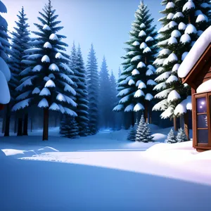 Winter Wonderland: Snowy Pine Forest Landscape