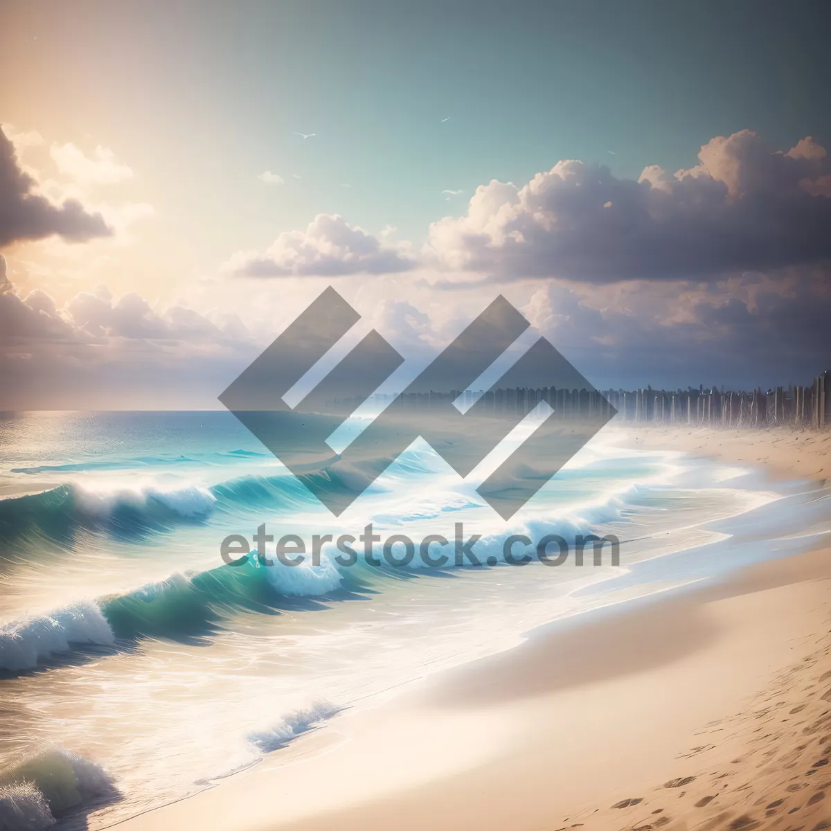 Picture of Idyllic Beach Sunset Over Turquoise Waters