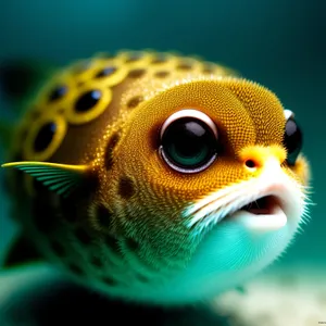 Colorful Puffer Fish in Tropical Coral Reef