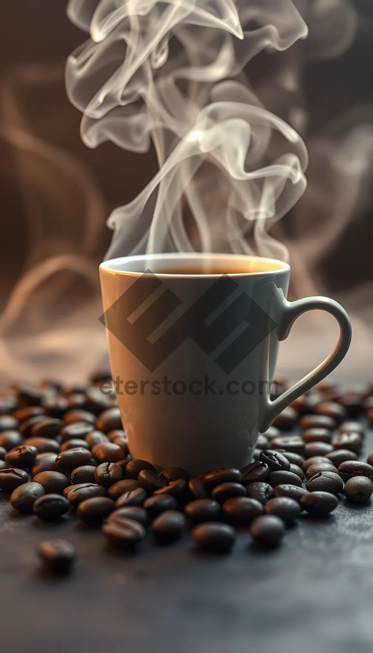 Picture of Freshly brewed espresso in a dark mug.