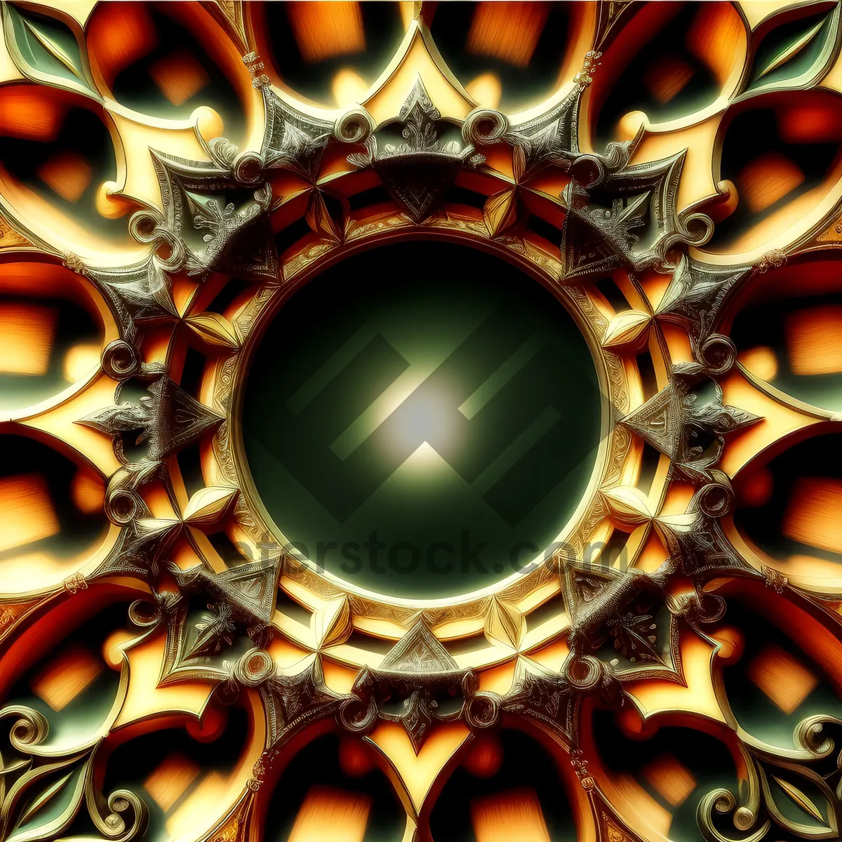 Picture of Digital Fractal Art: Colorful Heraldry Design with Clutch Texture