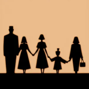 Group of Silhouetted Men and Women