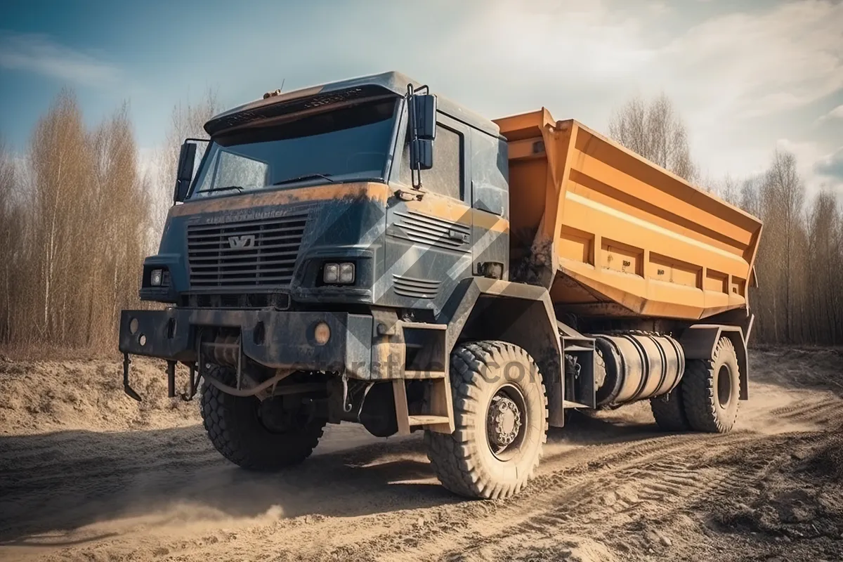 Picture of Yellow heavy-duty construction vehicle working on site