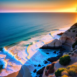 Golden Shores: A Serene Sunset Over the Tropical Beach