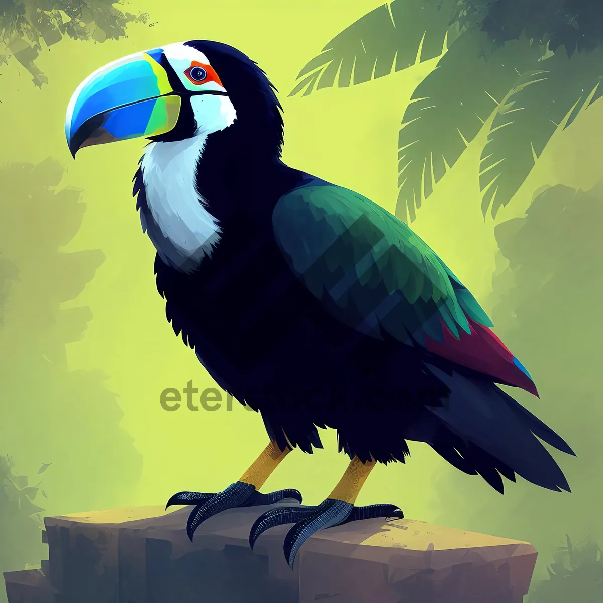 Picture of Colorful Tropical Toucan Bird with Majestic Feathers