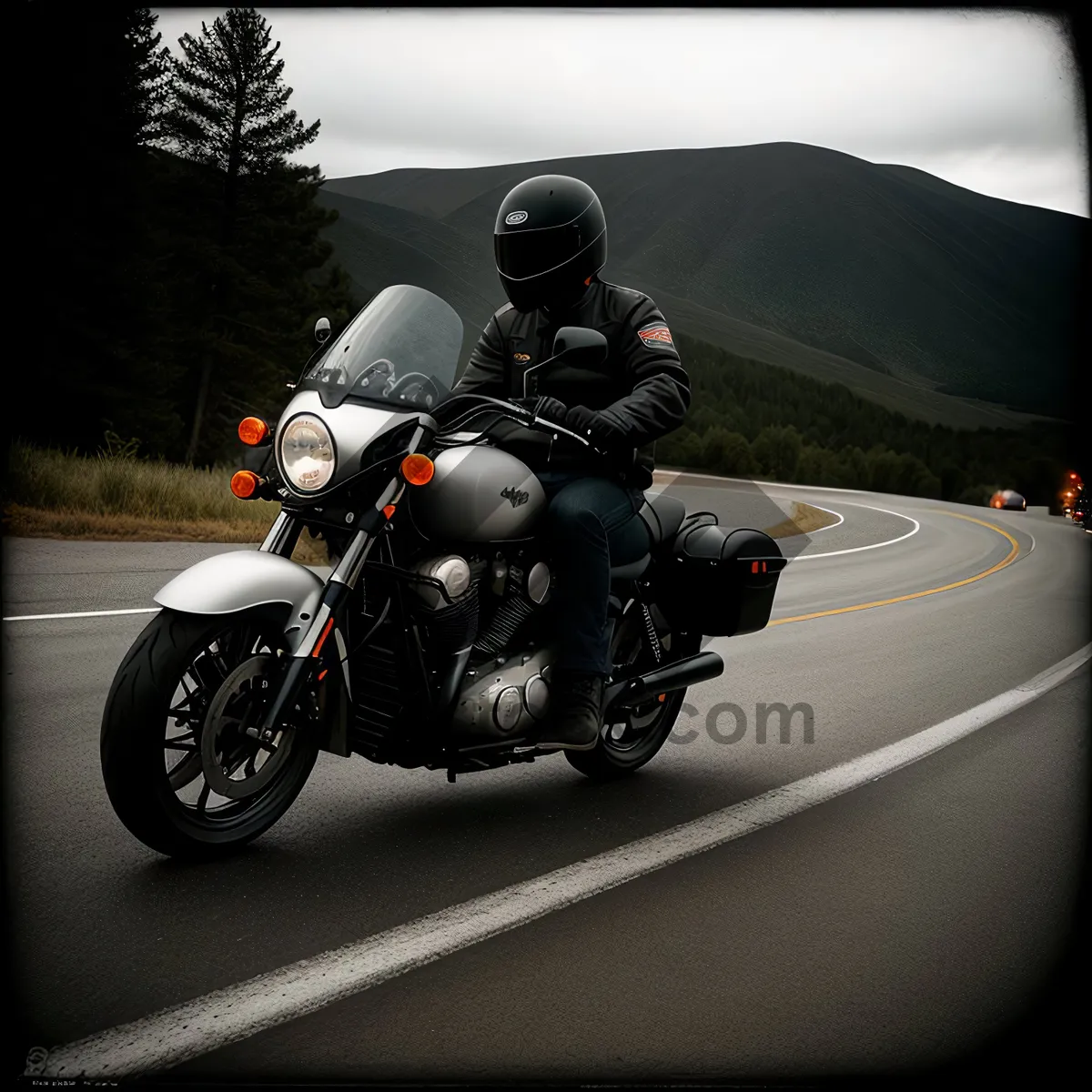 Picture of Speeding Motorbike on the Open Road