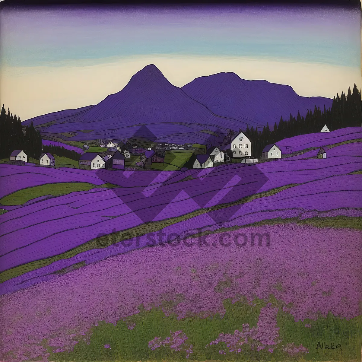 Picture of Summer Meadow Road Through Vibrant Phlox Field