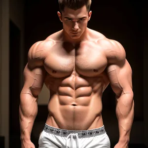 Powerful and Fit: Muscular male bodybuilder with defined abs