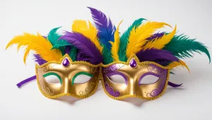 Masked Partygoer at Venetian Masquerade Carnival