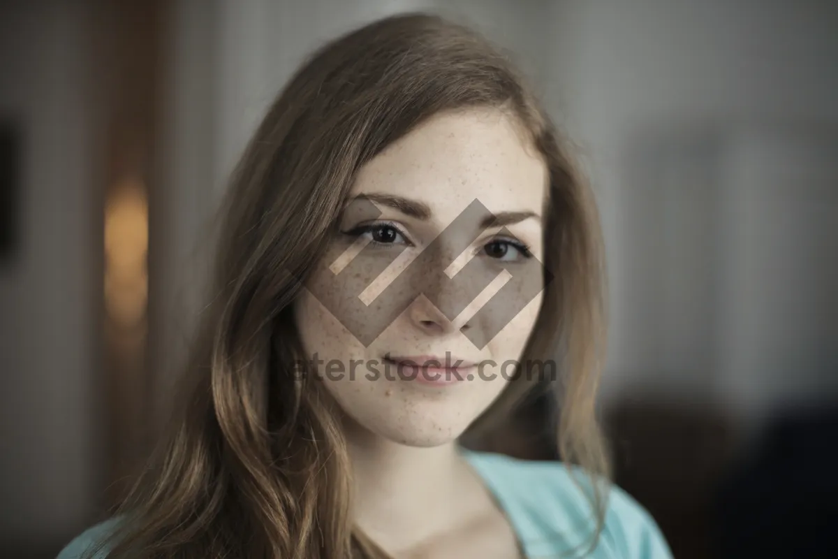 Picture of Attractive brunette lady with a happy smile portrait.