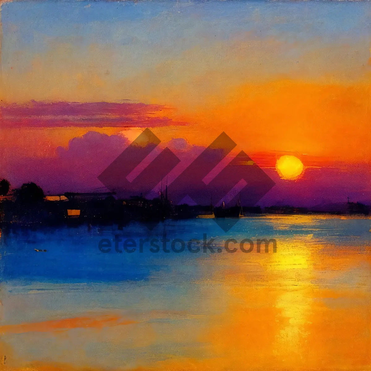 Picture of Golden Sunset Reflection on Tropical Beach