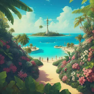 Tropical Paradise: Tranquil Beach with Azure Waters