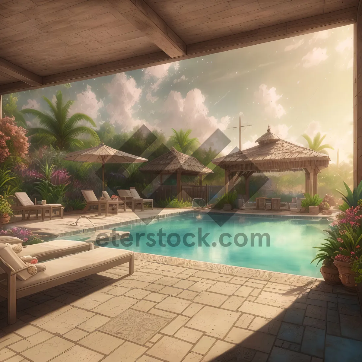 Picture of Tropical Paradise Retreat: Resort Poolside Serenity