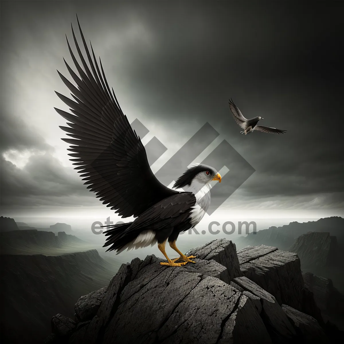 Picture of Majestic Bald Eagle Spreading Its Wings