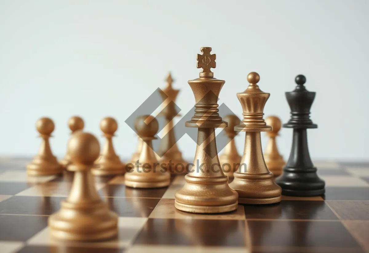 Picture of Strategic Chess Game on Wooden Board Victory