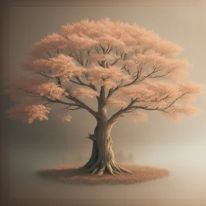 Miniature Oak Bonsai Tree in Natural Landscape