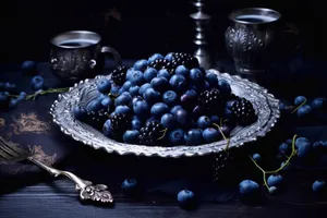 Fresh Blackberries and Blueberries in a Bowl