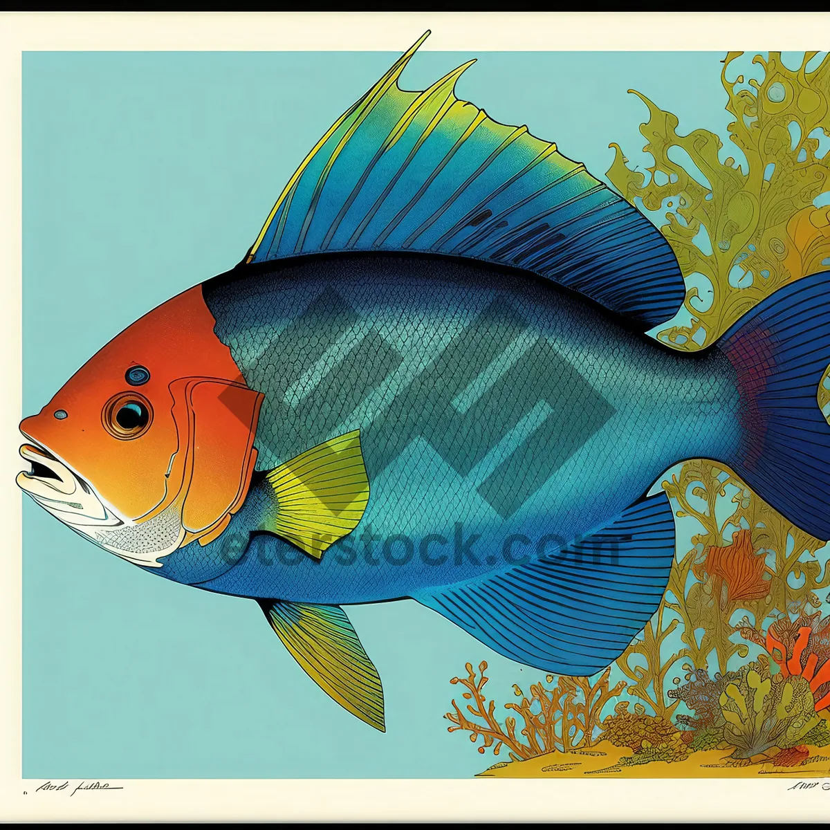 Picture of Colorful Reef Fish in Blue Water