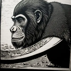 Chimpanzee holding dollar bill sketch.