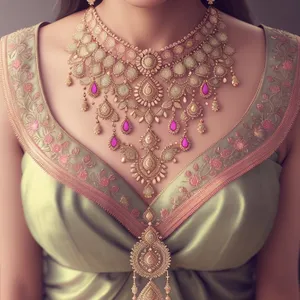 Adorned Beauty: Fashionable Necklace on Attractive Model