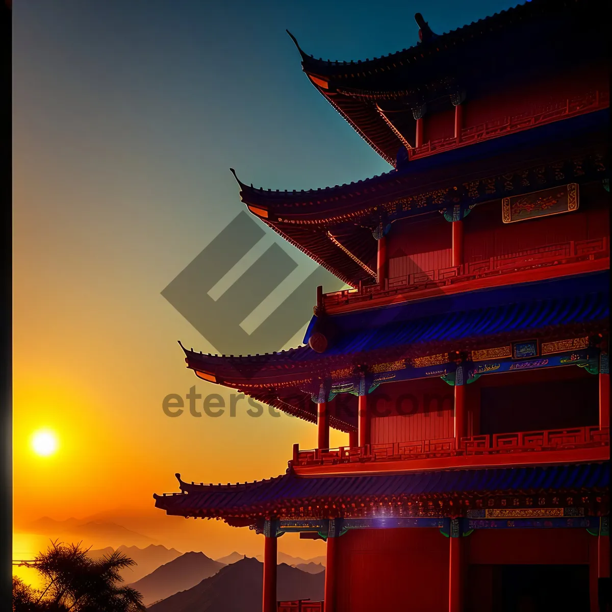 Picture of China's Majestic Oriental Shrine: Ancient Temple of Worship