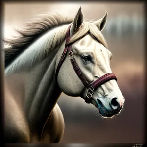 Thoroughbred Stallion with Bridle, Equestrian Portrait