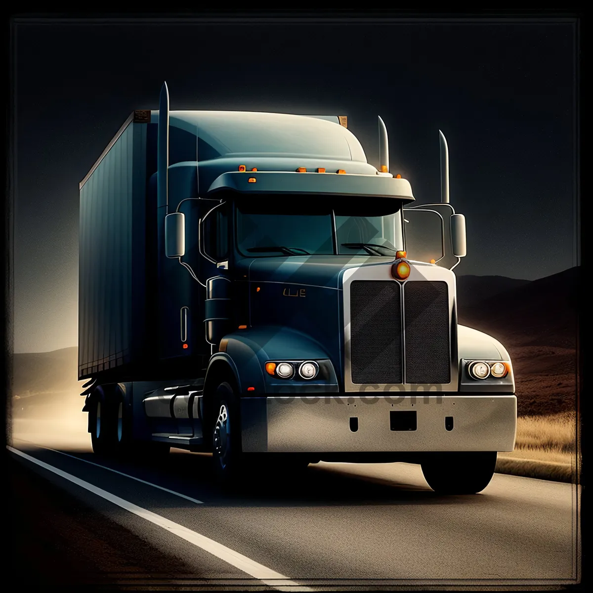 Picture of Transportation on the Highway: Heavy Truck with Cargo
