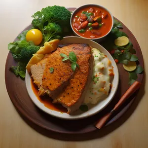 Fresh Vegetable Plate with Grilled Chicken Salad