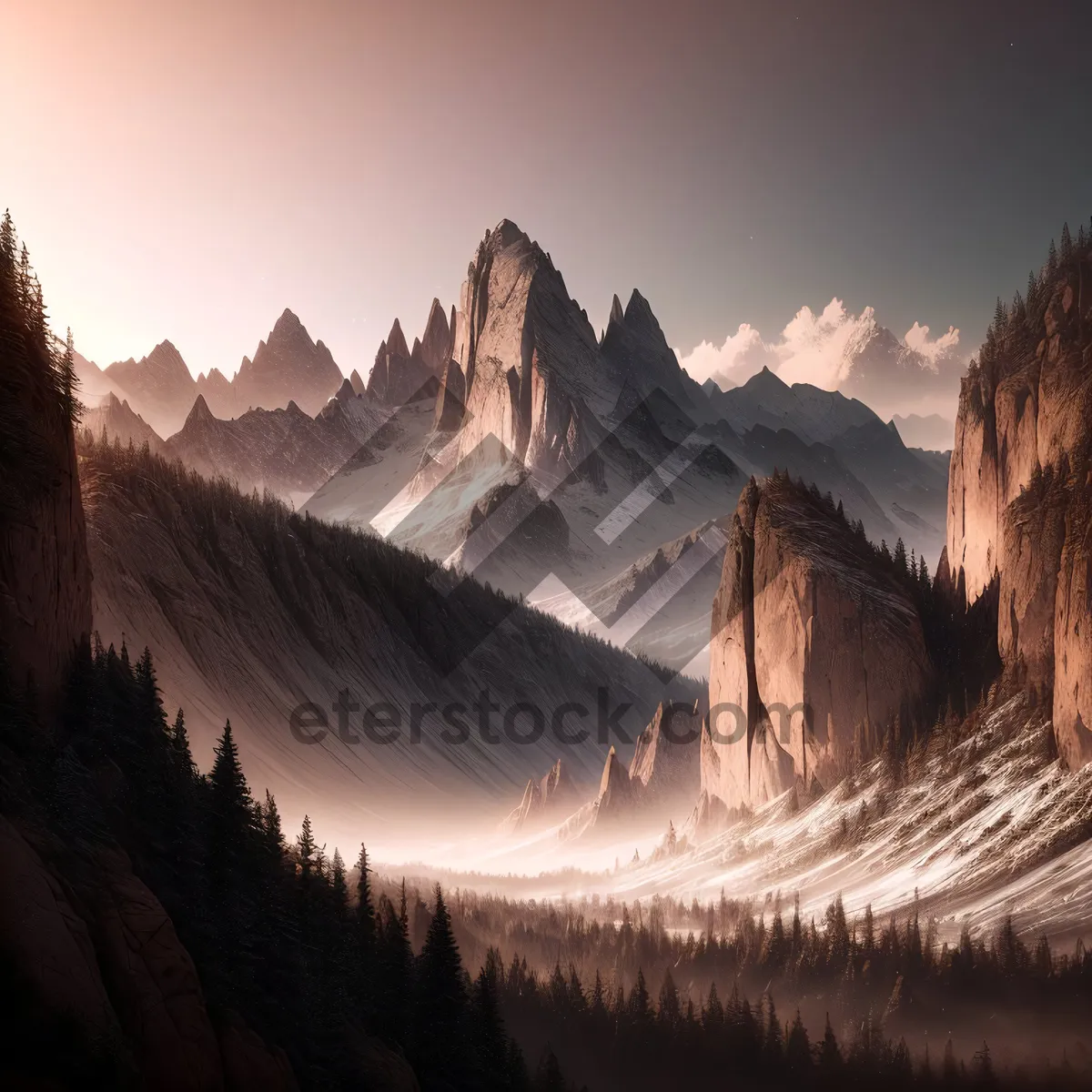 Picture of Serene Glacier Valley amidst Majestic Mountain Range