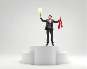 Silhouette of businessman at work in 3D perspective