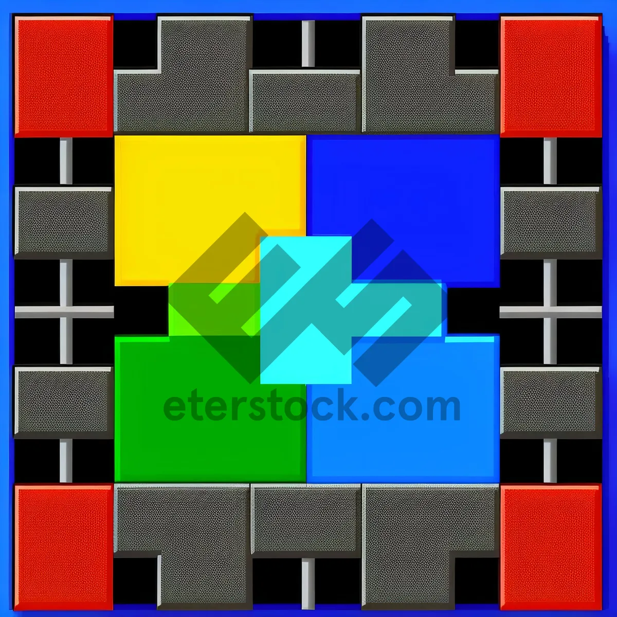 Picture of Colorful Checkerboard Mosaic Design: Puzzle-inspired Art