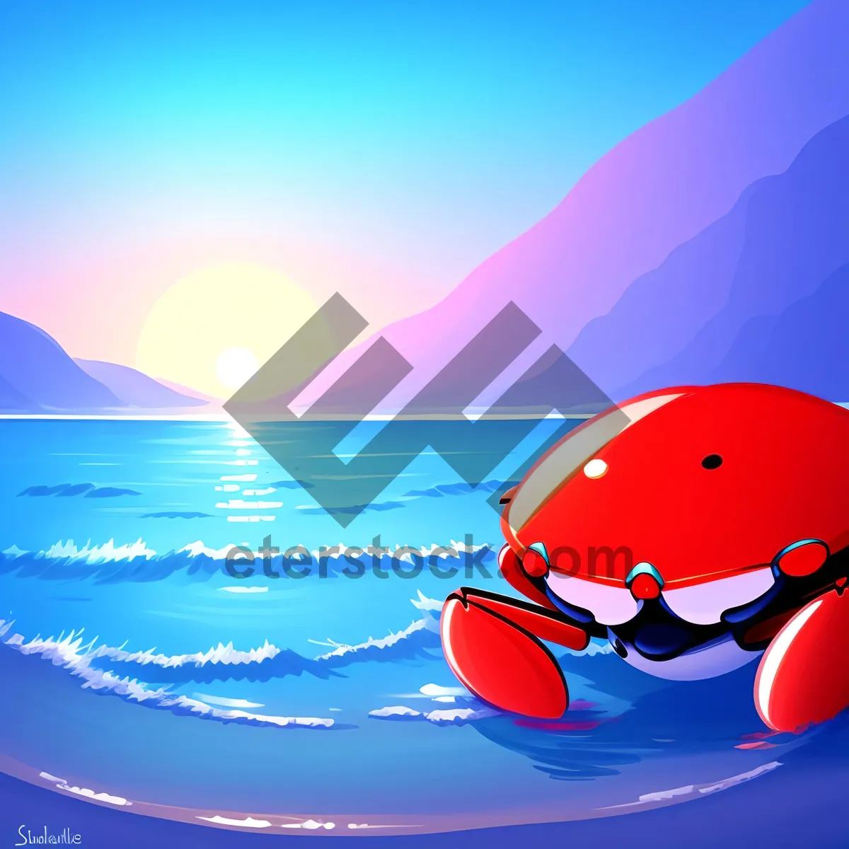 Picture of Vibrant Glowing Cartoon Wave Art Icon