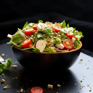 Fresh vegetarian wok bowl with nutritious ingredients.